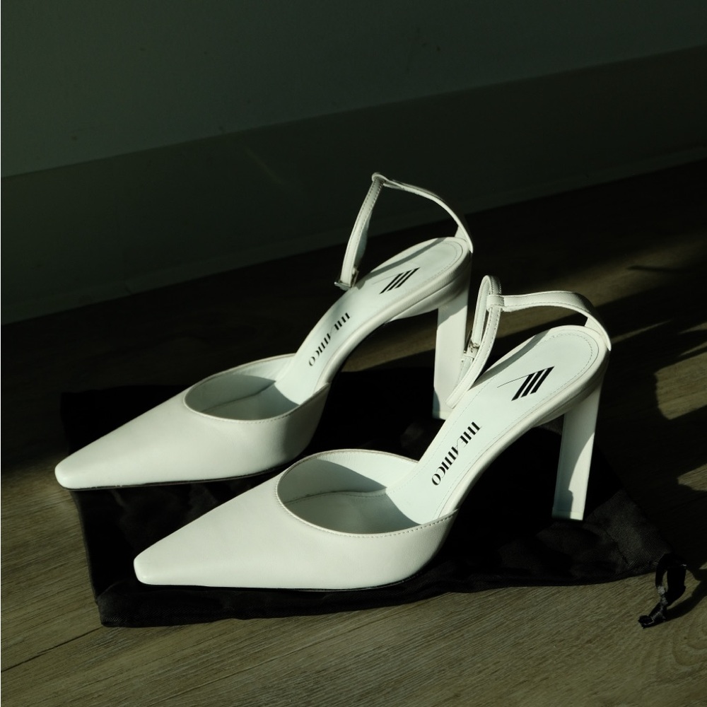 $990 The Attico White Perrine 105 Heel Pump Slingback Shoes EU39/US8.5